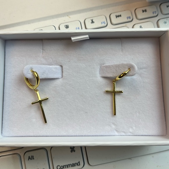 Celeste Sol 14K Gold Plated Cross Earring - Picture 1 of 1